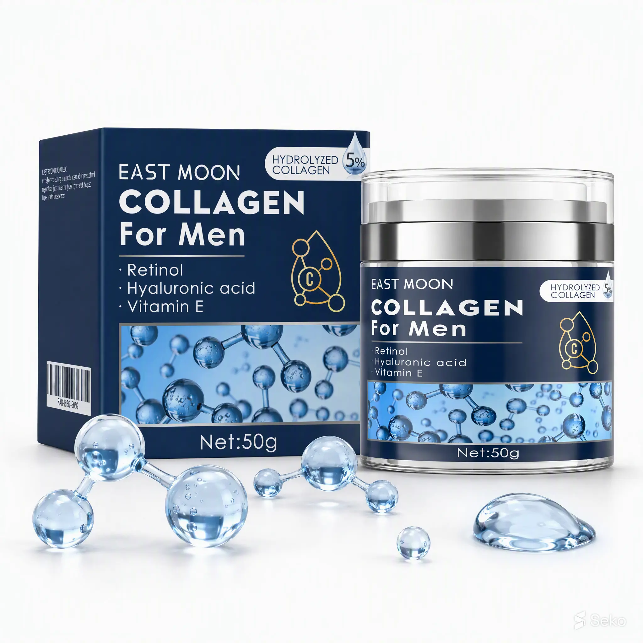 Men's Collagen Retinol Anti-Aging Wrinkle Cream - 50g Male Face Moisturizer, Skin Firming Tightening Lotion, Hyaluronic Acid Repair, Collagen Hydration Moisturizers & Mists for Sensitive All Skin, Daily, Moisture, Gentle, Radiant Skin