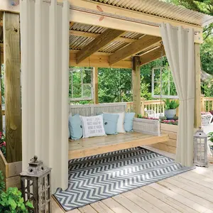 1pc Outdoor Waterproof Patio Curtain, Finished Sunshade Curtains, Hole Punch Outdoor Curtain, Suitable for Bedroom Living Room