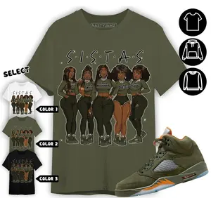Jordan 5 Olive Unisex T-Shirt, Sistas Melanin Girl, Shirt In Military Green To Match Sneaker, Black Shirt, White Shirt, Womenswear, Underwear Top Tshirt