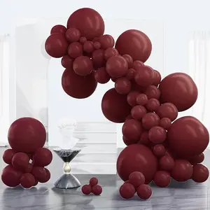 PartyWoo Burgundy Balloons 100 pcs Different Sizes of 18 12 10 5 Inch Dark Chestnut Red Maroon Balloon Arch Kit Garland for Birthday Graduation Anniversary Cherry Casino Party Decorations Red-Y62