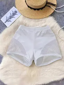 Patchwork Shorts with Sexy Mesh Cutouts, Perfect for Beach Vacations, Home Wear, Parties, Versatile Multi-Scene