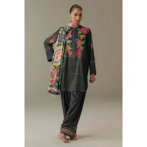 Zara Shahjahan - Coco-5A Olive Hour Three Piece Linen