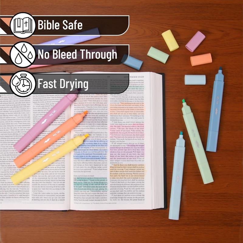 Mr. Pen- Aesthetic Dual Tip Bible Highlighters, No Bleed Through Assorted Color, 8pcs, Cute Highlighter Dual Tip for Journaling Supplies and School Accessories