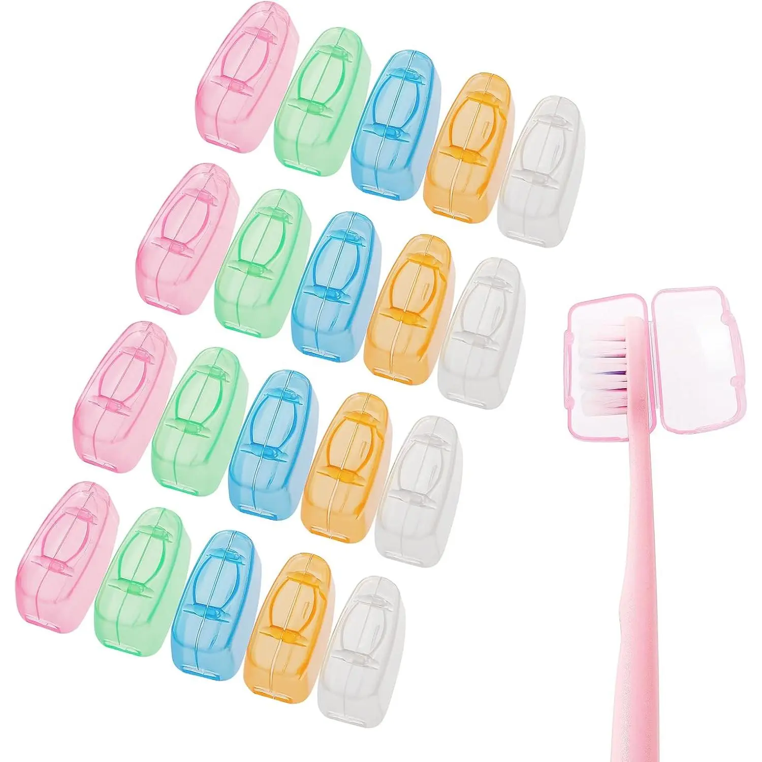 20 Pack Toothbrush Covers, Portable Toothbrush Head Cover Caps, Toothbrush Case Protector for Home and Travel, Fits Most Manual and Electric Toothbrushes (Yellow) Lightweight Silicone Accessory Gift