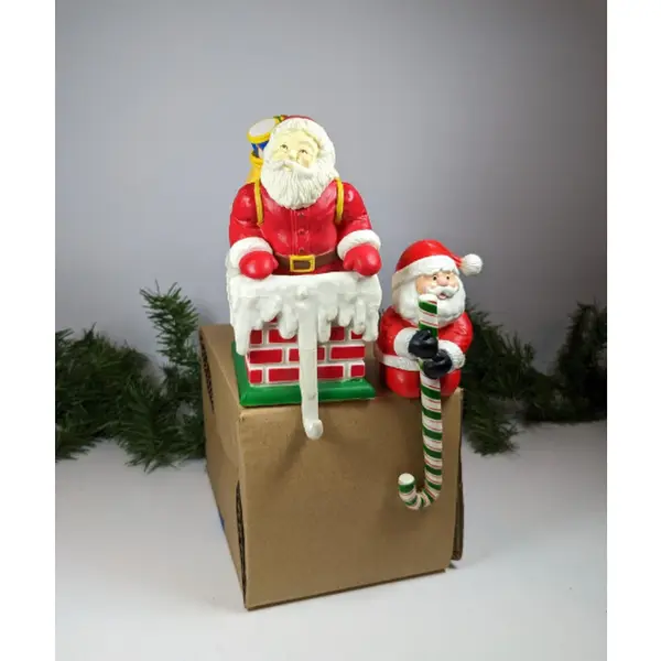 Vintage Santa Claus Hard Plastic Christmas Stocking Hanger