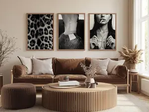 Set of 3 Trendy Chic Prints - Hypebeast Aesthetic, Luxury Fashion Wall Art, Black & White Photo, Edgy Vogue Style Décor - No frame