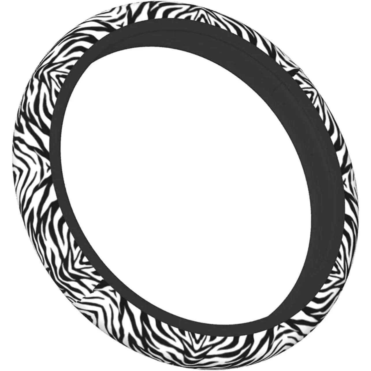 Zebra Stripe Non-Slip Breathable Neoprene Steering Wheel Cover, Universal 15-in Automotive Accessory, Cars Accessories for Auto Interior Decoration (Suitable for Men), Black And White