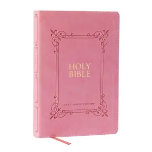 Thomas Nelson KJV Holy Bible: Large Print, 53,000 Center-Column Cross References, Pink Leathersoft, Red Letter, Comfort Print, Personalized Gift, Annual Resource, Book Introductions, Charts of Miracles