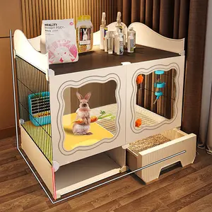 Indoor Rabbit Cage with Toilet, Small Dog Kennel, Cat Crate, Guinea Pig Habitat, Pet House for Rabbits, Dogs, Cats, Hamsters, Litter Box Enclosure