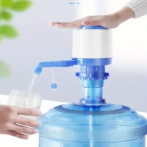 Water Bottles Pump Blue Manual Hand Pressure Drinking Fountain Pressure Press Pump with an Extra Short Tube And Cap Fits Most 5 Gallon Water Dispenser