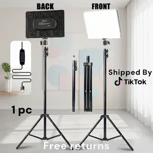 【DealsForYouDays】10" LED Fill Light, Square Light Panel with 63" Extendable Stand 3 Color, Studio Lighting for YouTube/TikTok/Instagram Content Creation, USB Powered, Soft light（1 pc）#SummerWins#Fathersdaygift