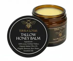 Organic Grass-Fed Beef Tallow Balm with Raw Honey - Moisturizing Cream for Soft, Smooth Skin - Handmade All-Natural Moisturizer (2 Oz, Vanilla)
