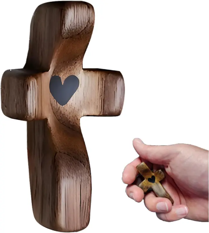 Wooden Cross Fidget Keychains (2-Pcs), Fashion Accessory for Anxiety Relief, Encouragement Gift for Clutching & Praying