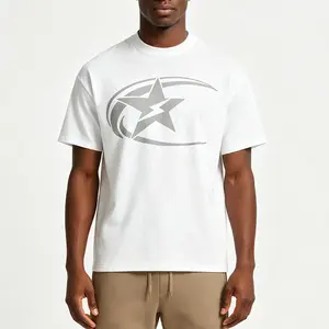 Minimalist Star Print Oversized Cotton T-shirt | Black Friday Deal, Modern Streetwear Tee, Soft Breathable Pure Cotton Casual Top, Trendy Summer & Christmas Gift, Versatile Crew Neck Short Sleeve Shirt for Men