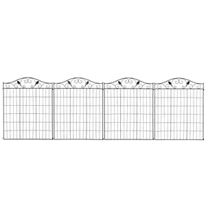 Metal Garden Fence, 4-Pack Folding No-Dig Border Panels (44 in(H) x 12 ft(L)) with Ground Stakes for Outdoor Patio Landscape (Home Improvement Garden Supplies)