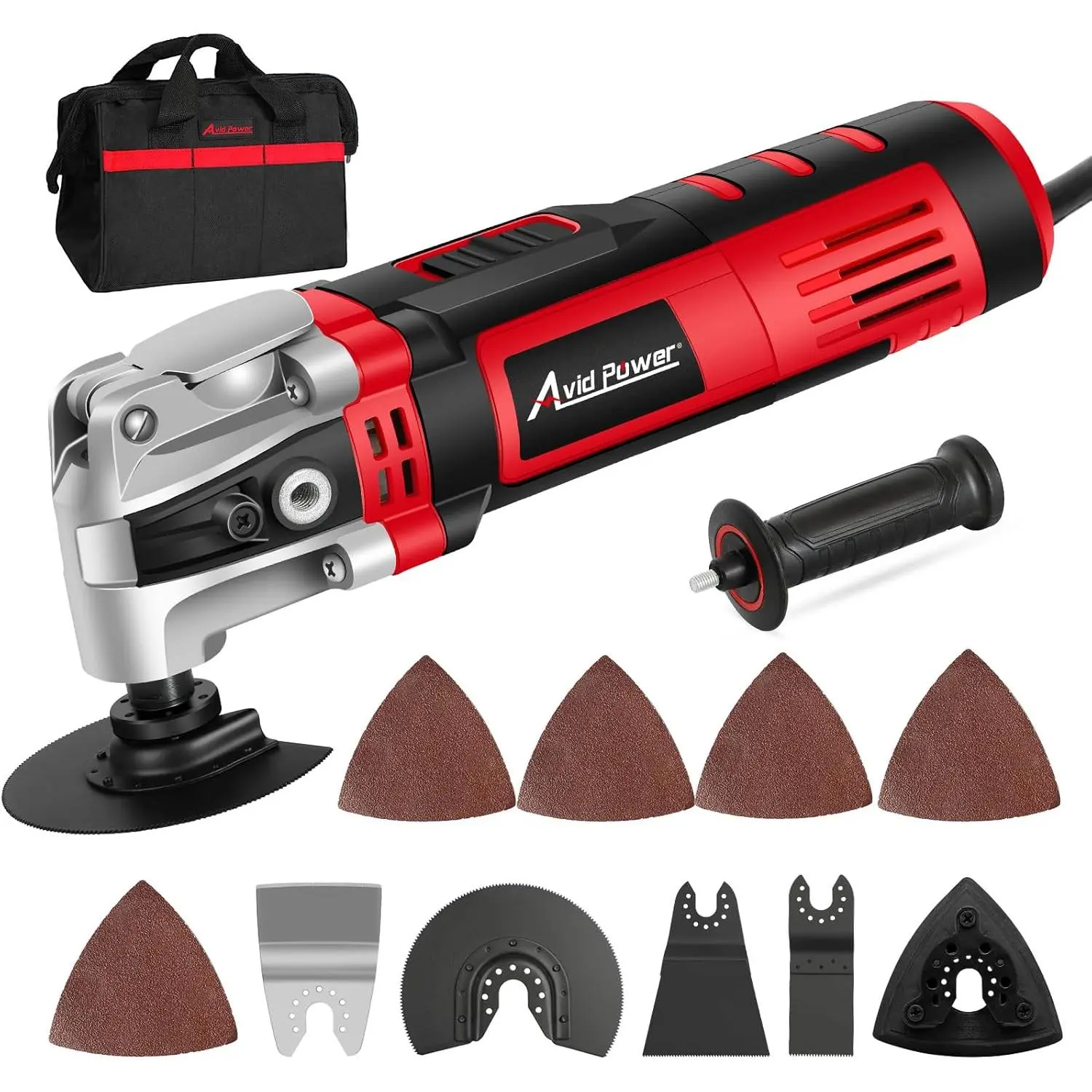 Oscillating Tool, 3.5-Amp Oscillating Tool with 4.5°   Oscillation Angle, 6 Variable Speeds and 13pcs Saw Accessories, Auxiliary Handle and Bag