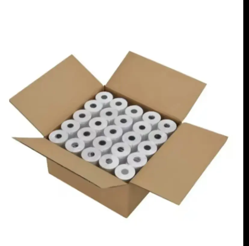 Box of 100 White Paper Rolls for Office Supplies and Printing Needs - Ideal for Office Use and Printing Tasks