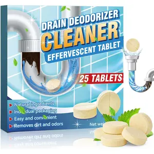 Garbage Disposal Cleaner and Deodorizer Tablets, 25 Pack Sink Cleaner Tablet, Foam Drain Cleaner, Effectively Removes Residue, Grime and Odors for,,, 1 Year Supply
