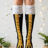 Women's Funny Chicken Leg Socks Knee High Novelty Animal Paw Socks Gag Gift for Her