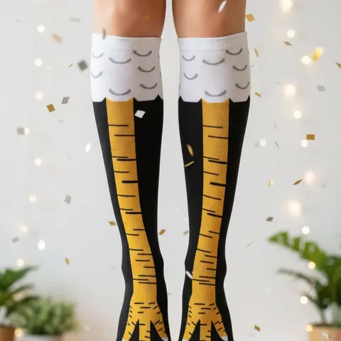 Women's Funny Chicken Leg Socks Knee High Novelty Animal Paw Socks Gag Gift for Her
