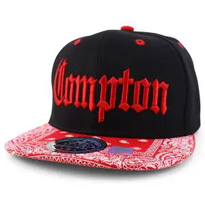 Trendy Apparel Shop Compton Old English Font Embroidered Bandana Flatbill Cap