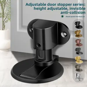 Zinc Alloy No-Drill Magnetic Floor Door Stop Adjustable Height, Hidden & Silent Door Catch for Bedroom