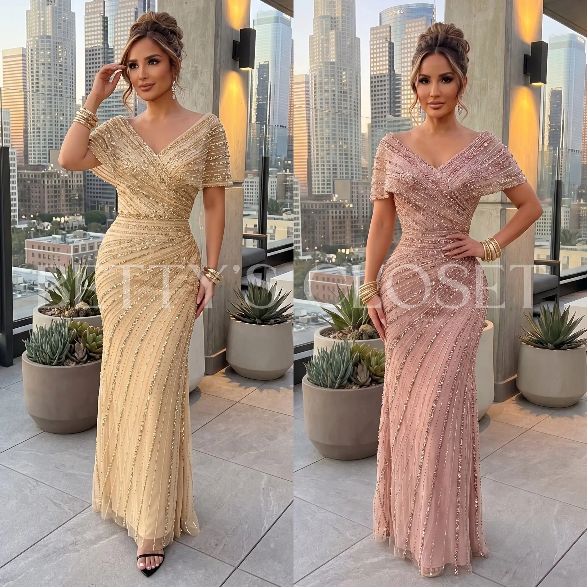 Alison Beaded Embellished Gown W/ Zipper Back Alison Beaded Embellished Gown W/ Zipper Back