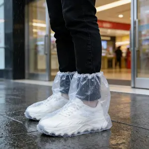 10 Pcs Waterproof Shoe Covers for Rain, Non-Slip Disposable Rain Shoe Covers, Plastic Shoe Ponchos, Thickened PE Material Boot Covers for Men and Women (Clear)