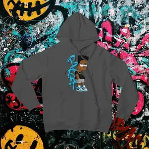 Black Bart Simpson Hoodie - Blue, Urban Streetwear, Vintage Cartoon Sweatshirt, Hip Hop Inspired, 90s Nostalgia