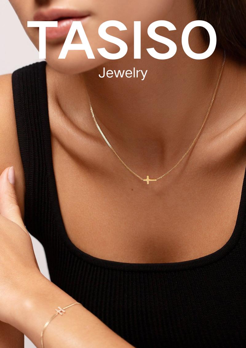 Tasiso Dainty Gold Cross Necklace for Women - 15"+2" Extension Chain, Hypoallergenic & Eco Friendly, Perfect Gift for Any Occasion