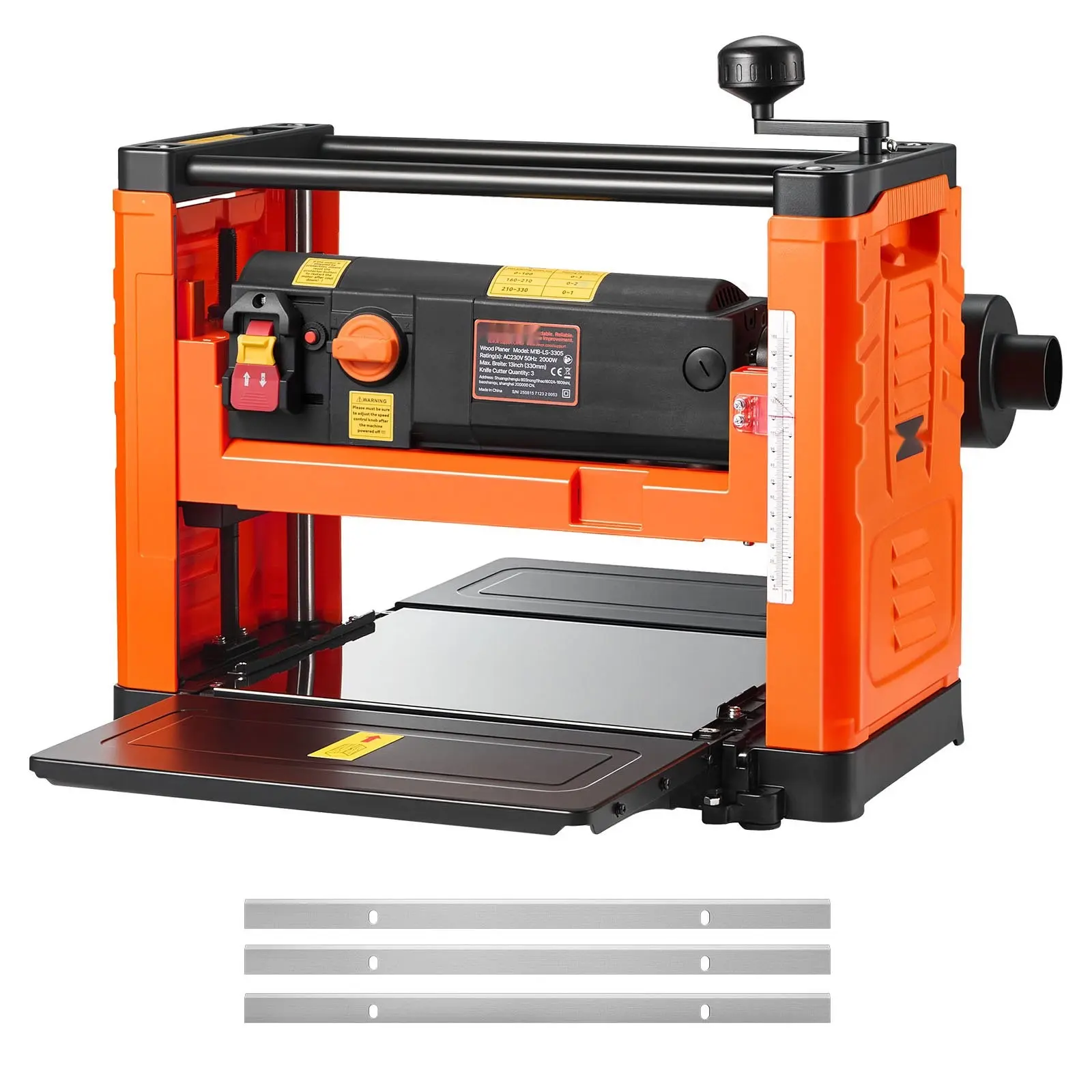 Thickness Planer, Two-Speed Benchtop Planer With 13-Inch Wide Worktable, 3-Blade Cutter, 2000W 23500 RPM Motor, Dual Rollers, Safety Features, Overload Protection, Ideal For Hard And Soft Wood Milling And Finishing
