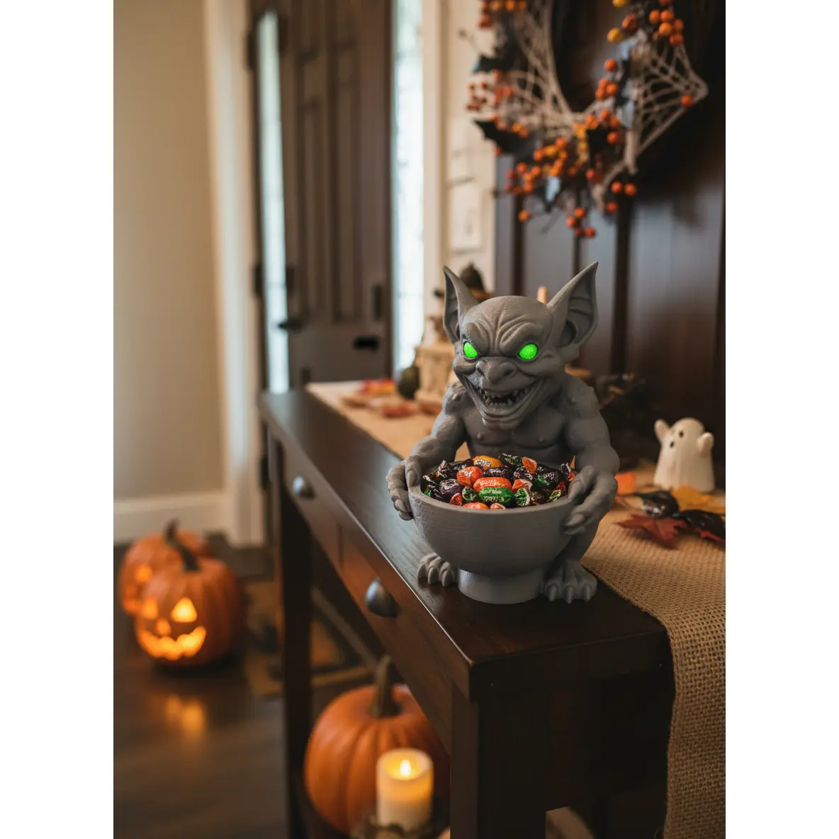 Gothic Halloween Candy Bowl, Decorative Kitchen Tableware for Holiday Treat Display