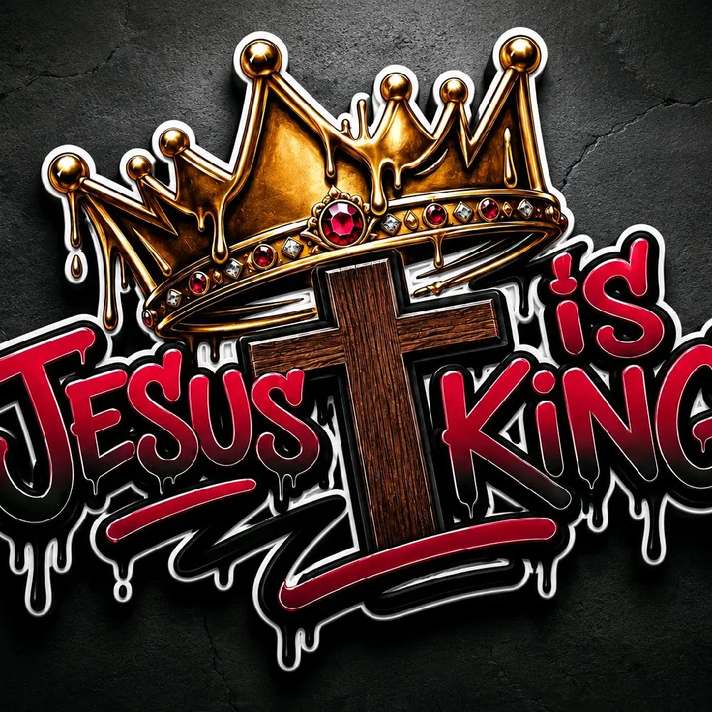 Jesus is King Emblem Decal - UV-DTF Car Sticker with Strong Adhesive, Durability, Sun-Proof, All Seasons Fit for Cars, Trucks, Motorcycles
