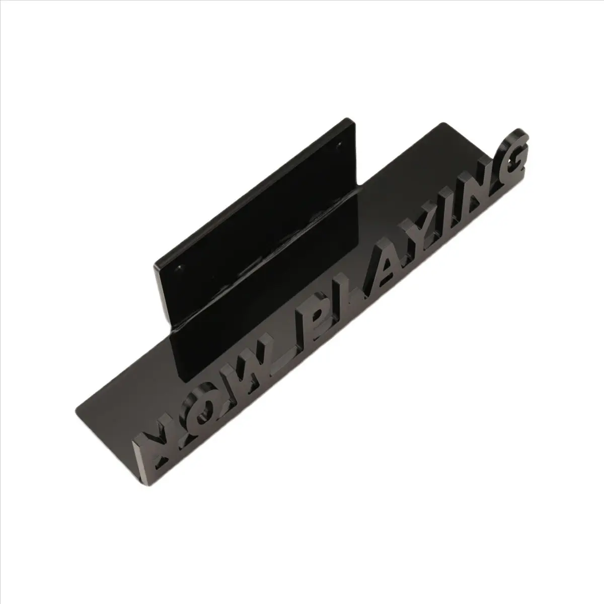 Black Acrylic 1-Layer Record Shelf Unit - CD & Vinyl Display Stand with Wall Hanging Adhesive, Easy Installation, Now Playing Design for Decorative Bedroom, Office Use (Tools & Hardware), 3D Font