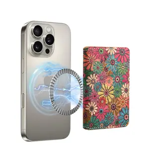 Denior Magnetic Ultra-Thin Card Holder, featuring a floral and butterfly pattern, is crafted with high-quality cork. It comes with two card slots and also functions as a phone stand, making your life more convenient.