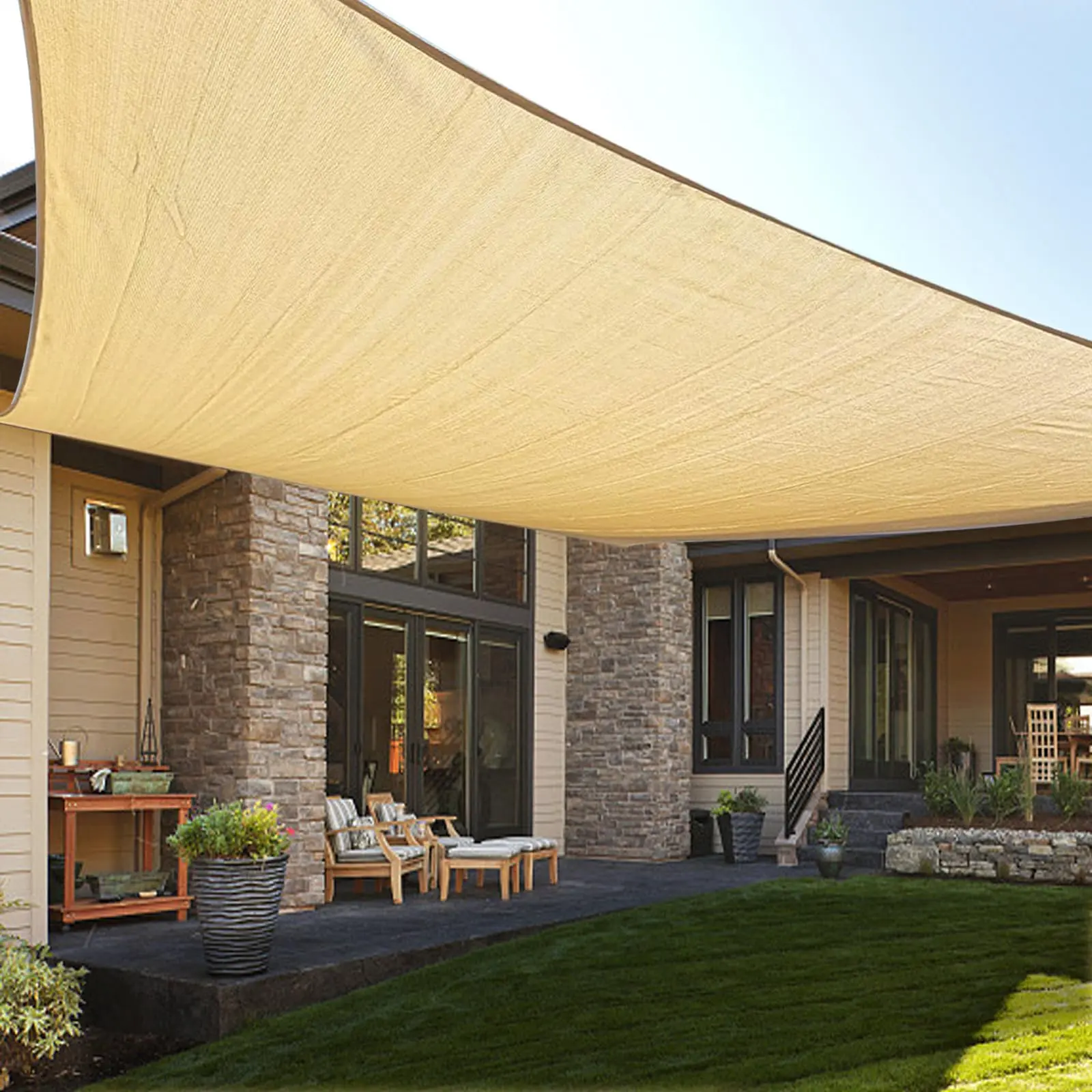 LOVE STORY Rectangle Sun Shade Sail Canopy - Sturdy Heavy-Duty HDPE Outdoor Cover, 95% UV Resistant, D-Ring Fix, Durable Full Cut Design for Patio, Pools, Backyard, Decks, Carports, Adjustable Foldable Shade, Hdpe Built For Outdoor Use