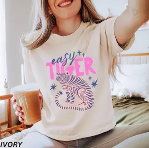 Easy Tiger Vintage Graphic Crop Tee Retro Grunge Boho Festival Boxy Shirt