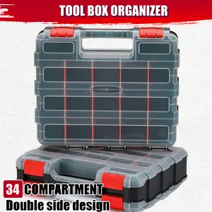 Household tool small parts organizer, 34 layer double-sided parts organizer with detachable partitions, can be used for hardware, screws, bolts, nails, beads, jewelry, etc.