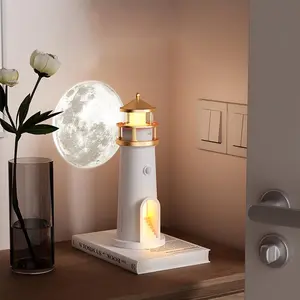 Lighthouse Design Projector Night Light, USB Rechargeable Ambient Light, Human Move Sensor Night Light for Room Decoration, Bedroom Bedside Light