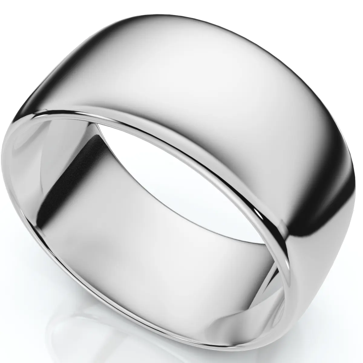 10mm Dome High Polished Wedding Band 10K White Gold