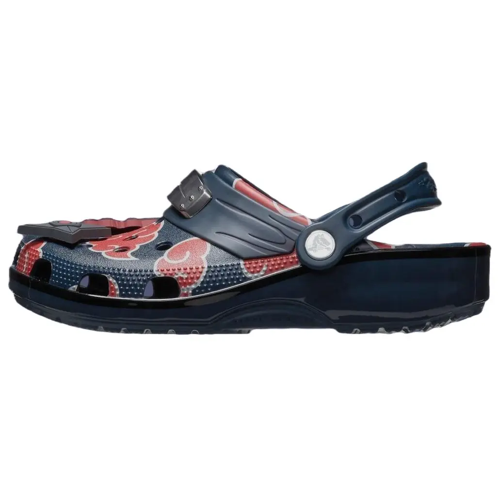 Naruto Shippuden x Classic Clog 'Itachi' Open Toe Soft Leather Black Summer Casual Shoes for Men & Women