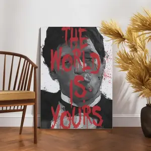 [Unframe]Al Pacino The World Is Yours Poster-Scarface Poster Tony Montana Movie Paintings Poster Decorative Painting Canvas Wall Art Living Room Posters Bedroom Painting
