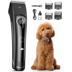 Dog Clippers for Grooming Doodles Poodles Thick Curly Hair,Low Noise Heavy Duty Dog Grooming Kit with Detachable Metal