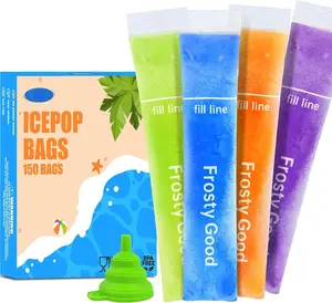 150 Disposable Ice Popsicle Mold Bags (8x2"), , Freezer Pop Bags for DIY Ice Pop, Yogurt Tubes, Fruit Popsicle