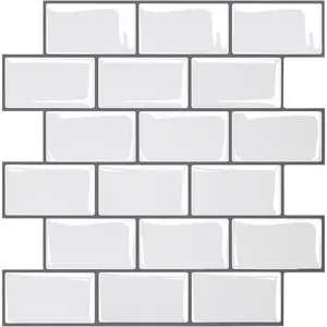 VEVOR Peel and Stick Backsplash 10-Sheet, 12 x 12 x 0.78 inch / 305 x 305 x 2.0 mm Self-Adhesive Wall Tiles, Stick on Subway Tile Backsplash for Kitchen, 3D Back Splashes for Bathroom, Tile-Look