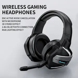 Wireless gaming headphones for PS5, PS4, PC and Switch -2.4GHz and Bluetooth dual-mode headphones with microphone, 20 millisecond low latency, 3D stereo sound effect, ENC active noise cancellation, RGB lighting effect, 50-hour ultra-long battery life