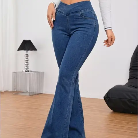 Women's High-Waisted Cross-Waist Stretch Flare Sports Joggers - Comfortable Fabric, Street Style Bottom, Everyday Casual Outfits, Travel Essentials - Pair with Tops & Jeans