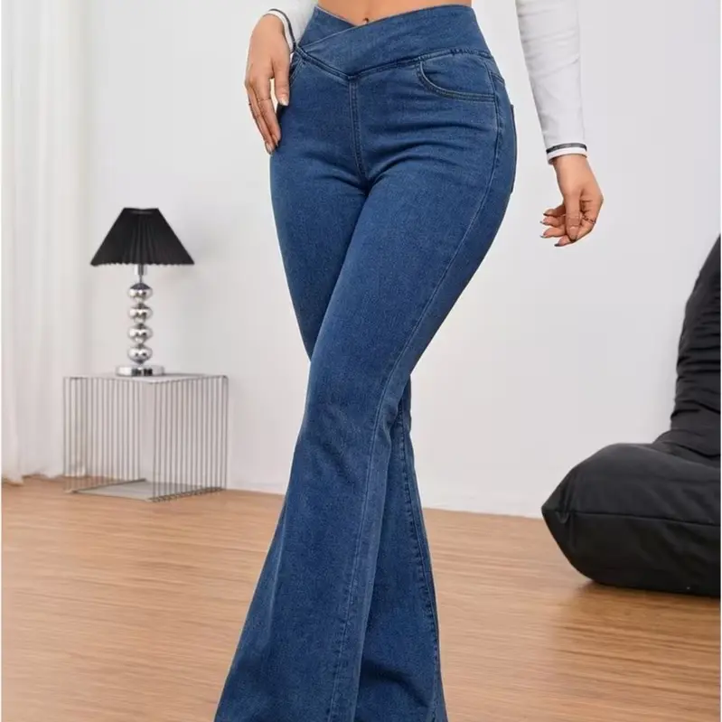 Women's High-Waisted Cross-Waist Stretch Flare Sports Joggers - Comfortable Fabric, Street Style Bottom, Everyday Casual Outfits, Travel Essentials - Pair with Tops & Jeans