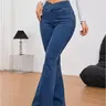 Women's High-Waisted Cross-Waist Stretch Flare Sports Joggers - Comfortable Fabric, Street Style Bottom, Everyday Casual Outfits, Travel Essentials - Pair with Tops & Jeans