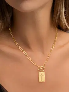 Charming Outdoor Women's Cross Choker Necklace, Thick Paperclip Chain Hip Hop Style Unisex Jewelry, Trendy Cuban Link Fashion Gift, Chic Gorgeous Jewelry